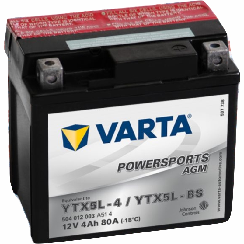 Batteria Moto YTX5L-BS 12v 4AH 80A 
